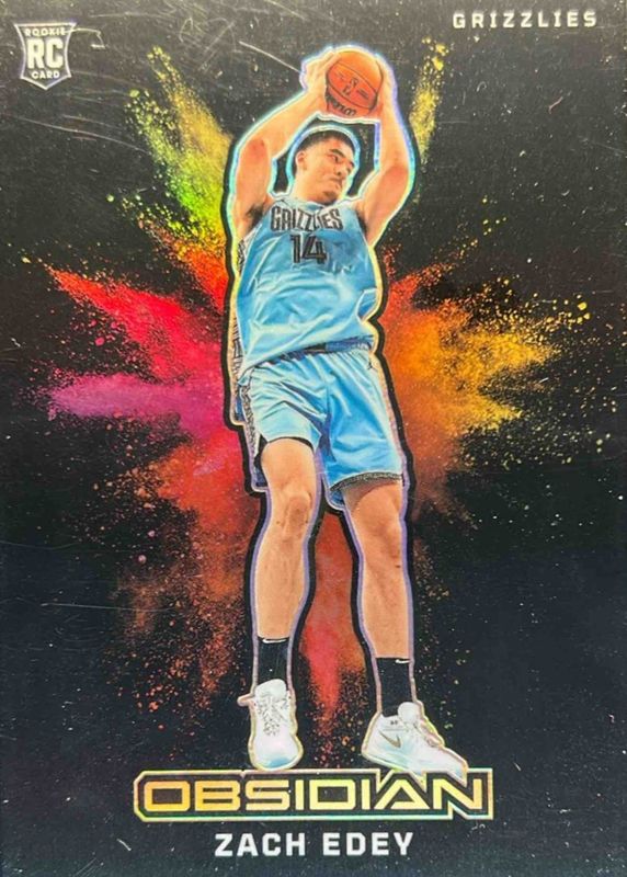 Zach Edey 2024 Obsidian #22 Black Color Blast /(SSP) Rookie RAW