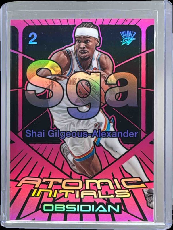 Shai Gilgeous-Alexander 2024 Obsidian #14 Atomic Initials - Electric Etch Pink Flood /49 RAW