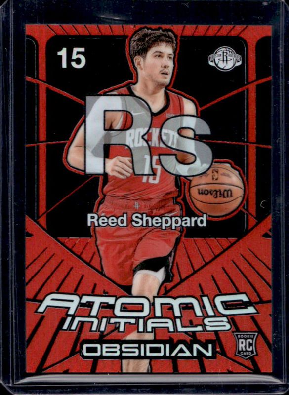 Reed Sheppard 2024 Obsidian #3 Atomic Initials - Electric Etch Orange Flood /99 Rookie RAW