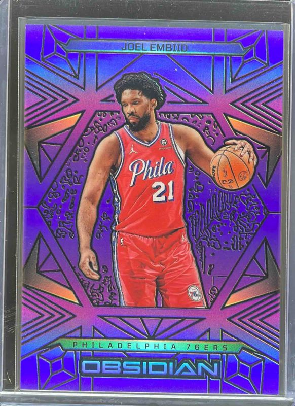 Joel Embiid 2024 Obsidian #21 Electric Etch Purple Flood /75 RAW