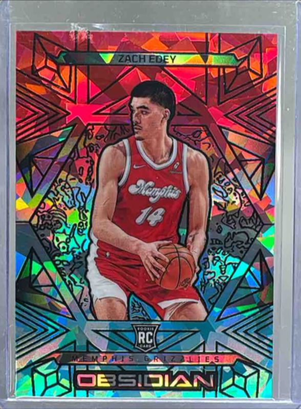 Zach Edey 2024 Obsidian #161 Electric Etch Fire & Ice /49 Rookie RAW
