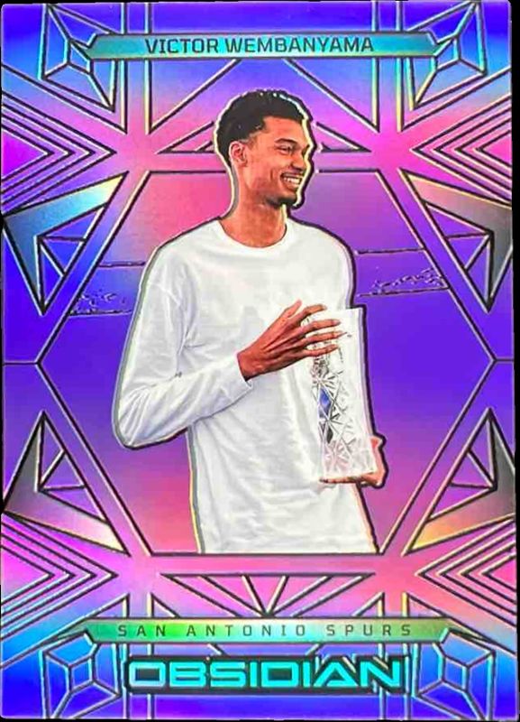 Victor Wembanyama 2024 Obsidian #191 Electric Etch Purple Flood /75 RAW
