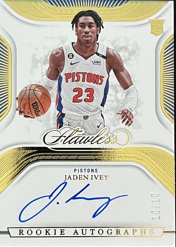 Jaden Ivey 2022 Flawless #DA-JIV Distinguished Autographs - Gold /10 Rookie PSA 10