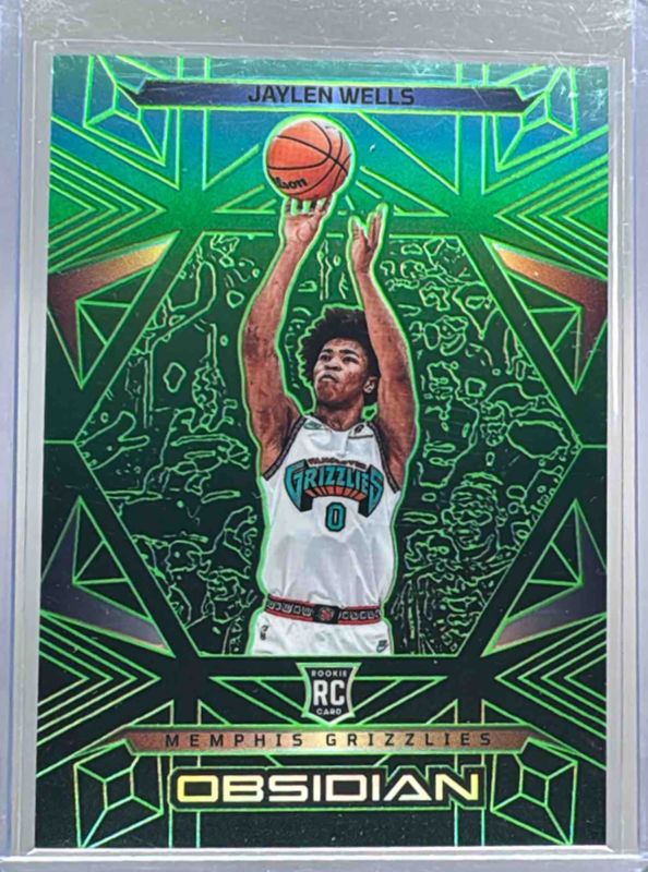 Jaylen Wells 2024 Obsidian #168 Electric Etch Jade /25 Rookie RAW