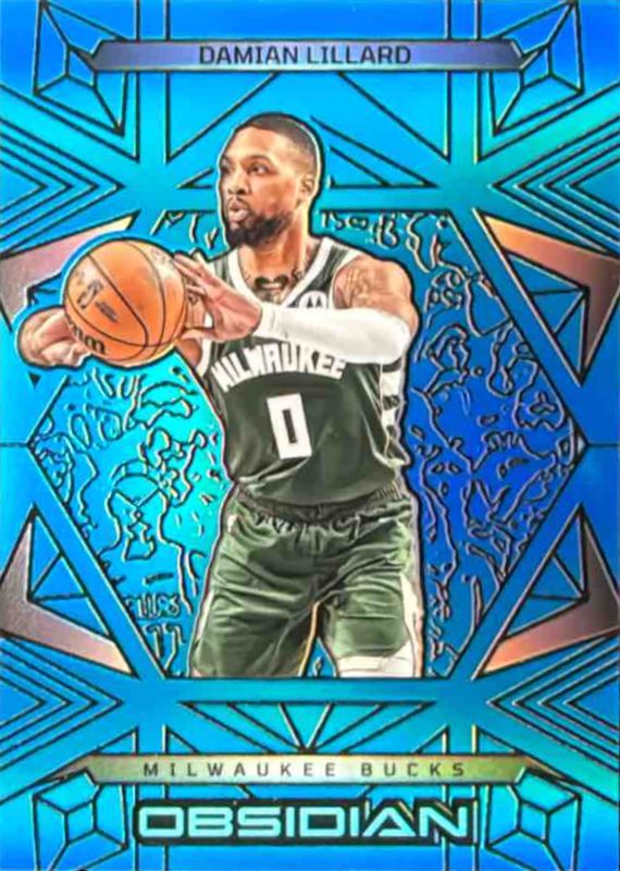 Damian Lillard 2024 Obsidian #31 Electric Etch Blue Flood /30 RAW
