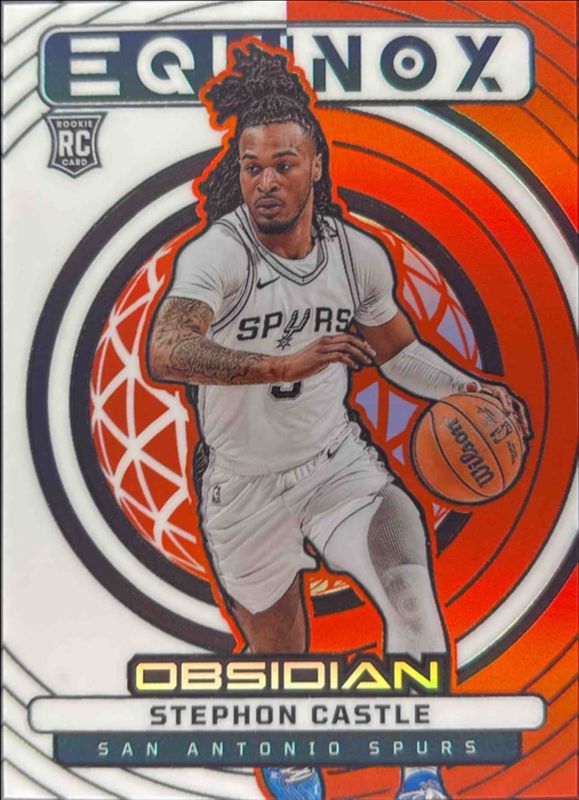 Stephon Castle 2024 Obsidian #6 Equinox - Electric Etch Orange Flood /99 Rookie RAW