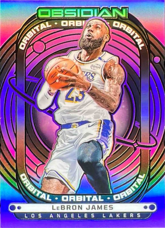 LeBron James 2024 Obsidian #16 Orbital - Electric Etch Purple Flood /75 RAW