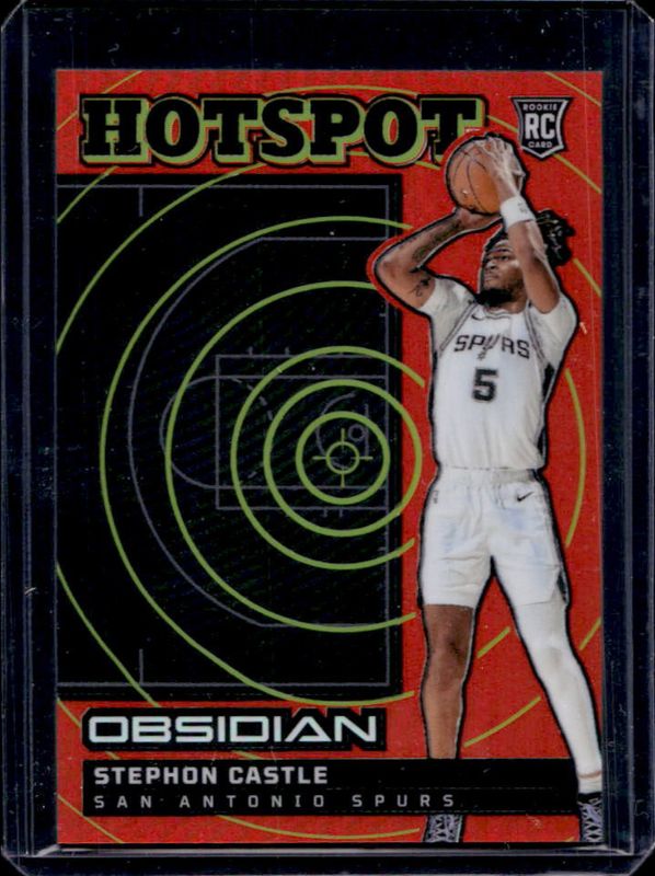 Stephon Castle 2024 Obsidian #6 Hotspot - Electric Etch Orange Flood /99 Rookie RAW