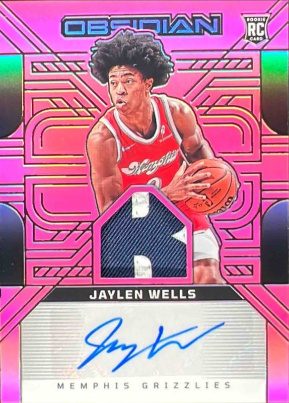 Jaylen Wells 2024 Obsidian #RJI-WEL Rookie Jersey Ink - Electric Etch Pink Flood /49 RAW