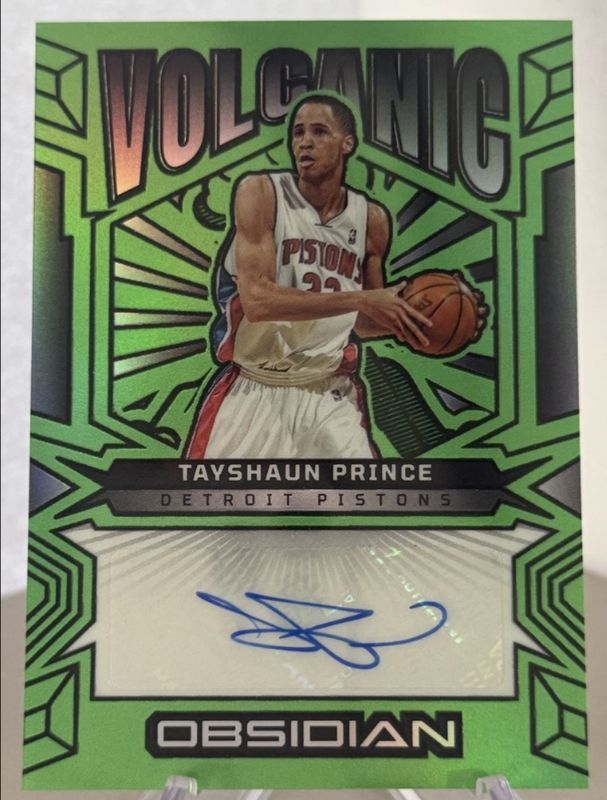 Tayshaun Prince 2024 Obsidian #VS-TPD Volcanic Signatures - Electric Etch Green Flood /25 RAW