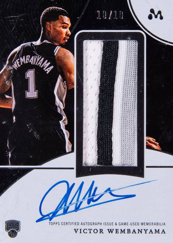 Victor Wembanyama 2023 Topps Mercury Victor Wembanyama #WAR-10 Autograph Relics - Black Refractor /10 Rookie RAW