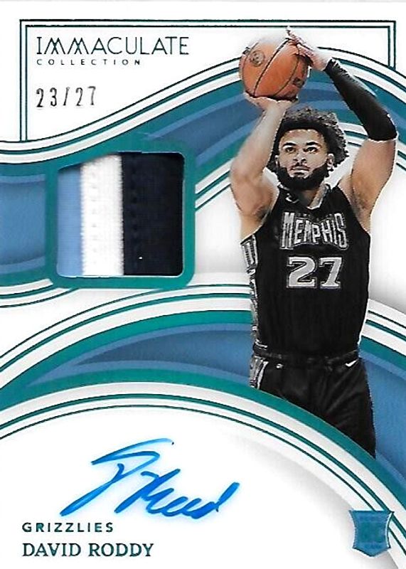 David Roddy 2022 Immaculate #120 Rookie Patch Auto - Jersey Number (/27) RAW