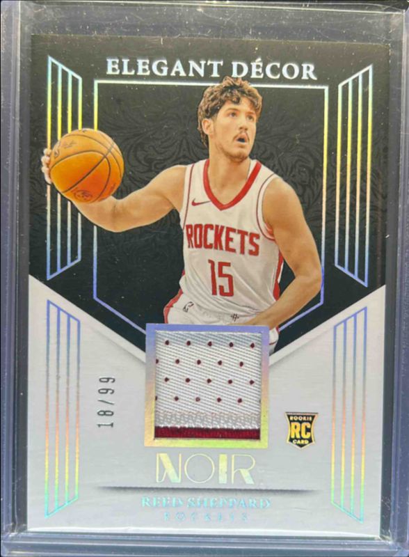 Reed Sheppard 2024 Noir #1 Elegant Decor Rookie Jerseys /99 RAW