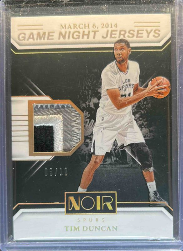 Tim Duncan 2024 Noir #20 Game Night Jerseys - Holo Gold /10 RAW