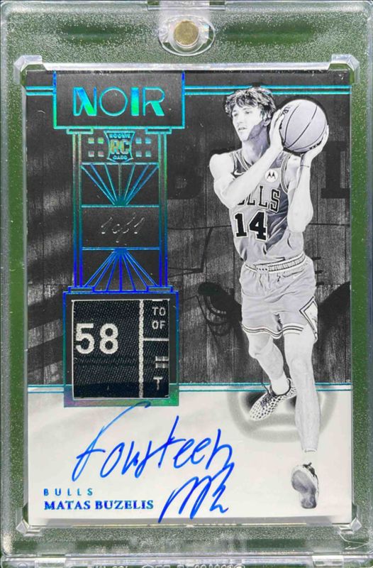 Matas Buzelis 2024 Noir #310 Rookie Patch Autographs Black & White - Platinum /1 RAW