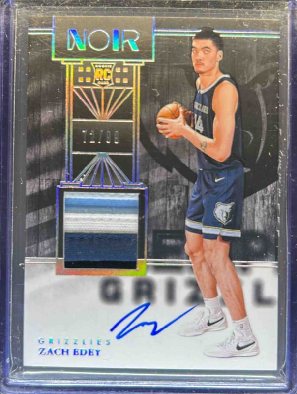 Zach Edey 2024 Noir #370 Rookie Patch Autographs Color /99 RAW