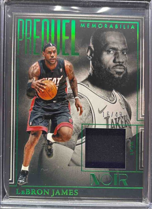 LeBron James 2024 Noir #6 Prequel Memorabilia - Holo Green /49 RAW