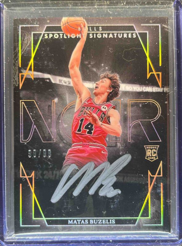 Matas Buzelis 2024 Noir #1 Spotlight Signatures Vertical /49 Rookie RAW
