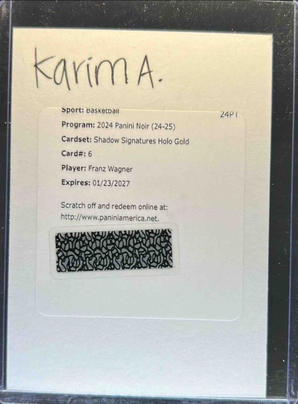 Franz Wagner 2024 Noir #6 Shadow Signatures - Holo Gold /10 RAW