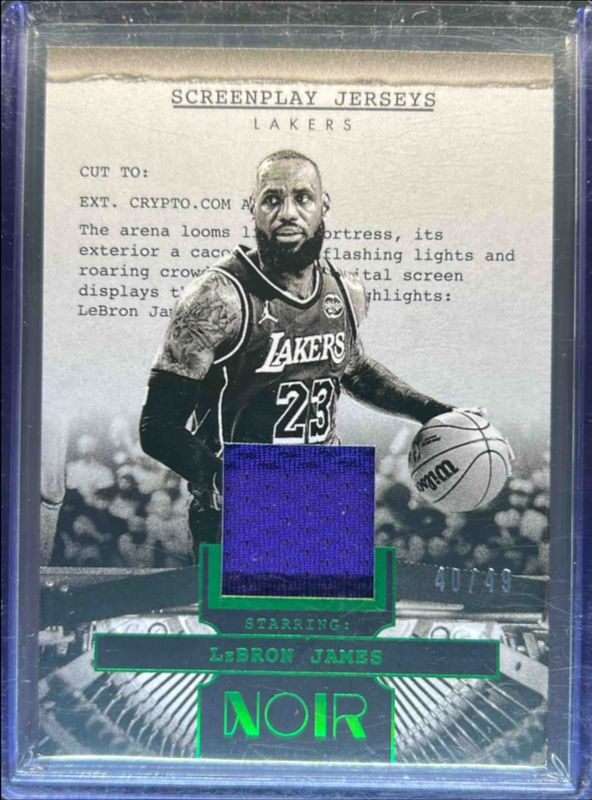 LeBron James 2024 Noir #6 Screenplay Jerseys - Holo Green /49 RAW