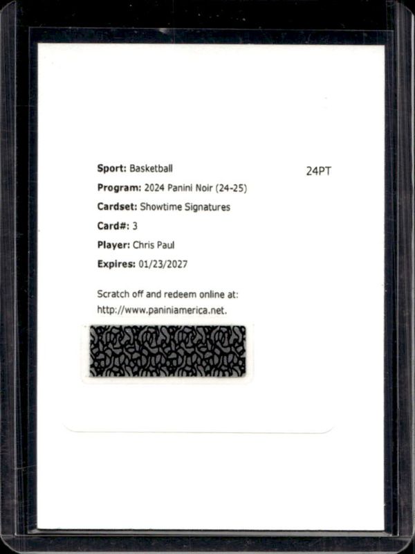 Chris Paul 2024 Noir #3 Showtime Signatures /25 RAW