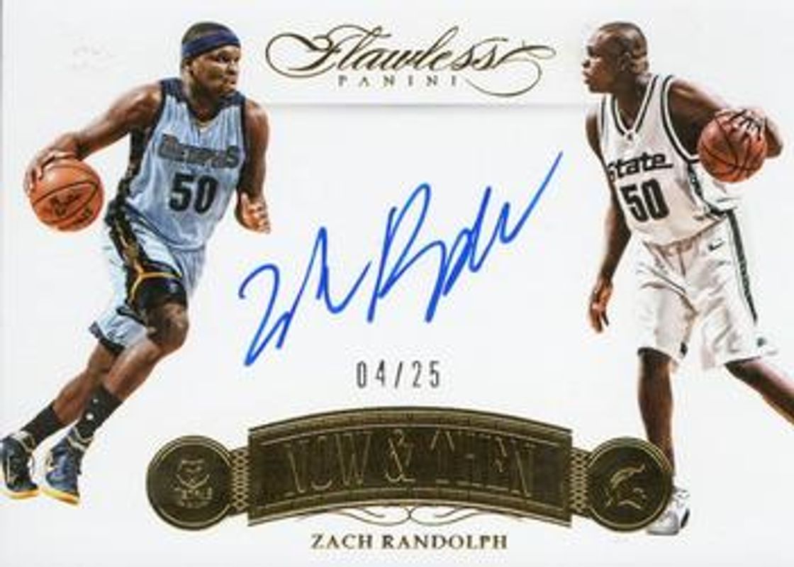 Zach Randolph 2015 Flawless #NT-ZR Now & Then Signatures /25 RAW