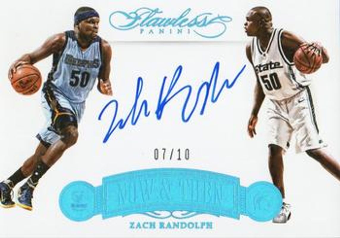 Zach Randolph 2015 Flawless #NT-ZR Now & Then Signatures - Sapphire /10 RAW