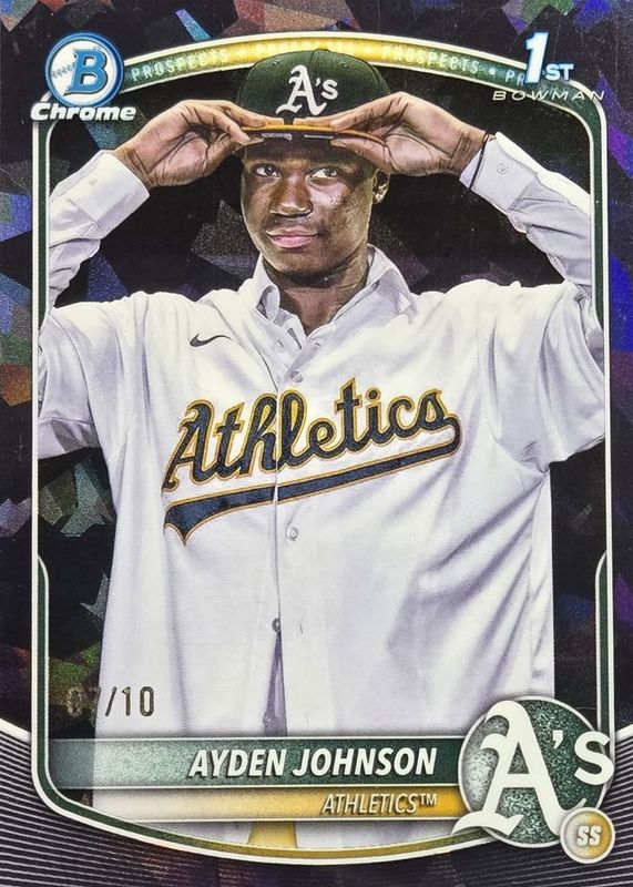 Ayden Johnson 2025 Bowman Chrome Sapphire Edition #BCP-197 Prospects - Black /10 (1st) RAW