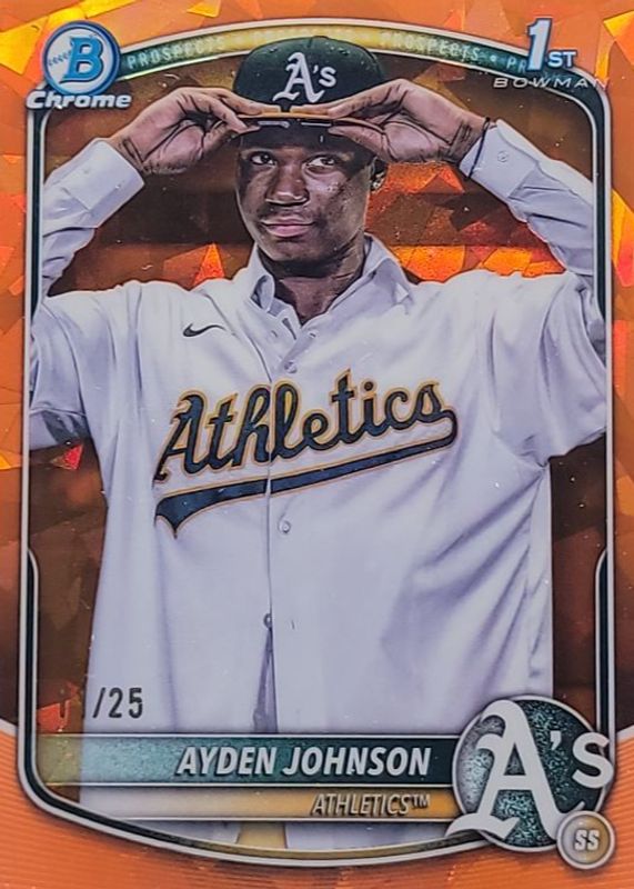 Ayden Johnson 2025 Bowman Chrome Sapphire Edition #BCP-197 Prospects - Orange /25 (1st) RAW