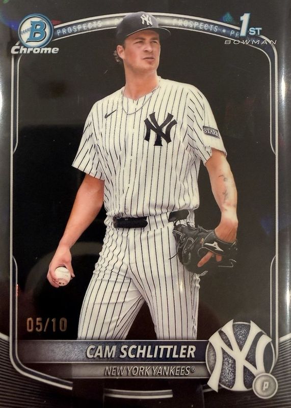 Cam Schlittler 2025 Bowman Chrome Sapphire Edition #BCP-166 Prospects - Black /10 (1st) RAW