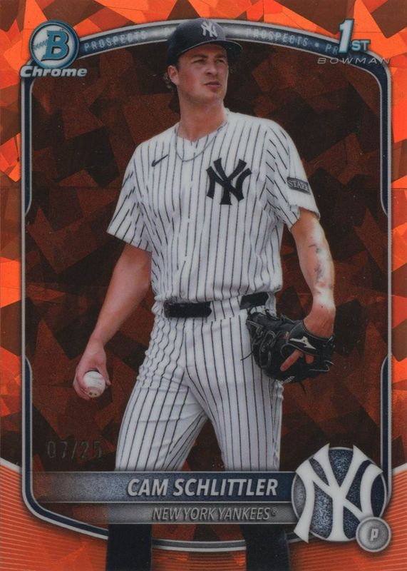 Cam Schlittler 2025 Bowman Chrome Sapphire Edition #BCP-166 Prospects - Orange /25 (1st) RAW