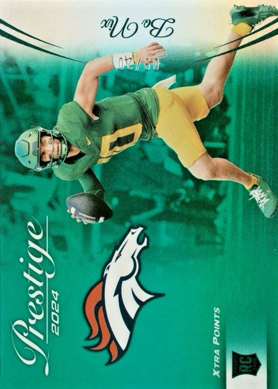 Bo Nix 2024 Prestige #391 SP - Green Premium Xtra Points /20 Rookie RAW