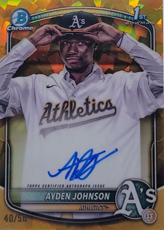Ayden Johnson 2025 Bowman Chrome Sapphire Edition #CPSA-AJ Prospect Auto - Gold /50 (1st) BGS 9.5