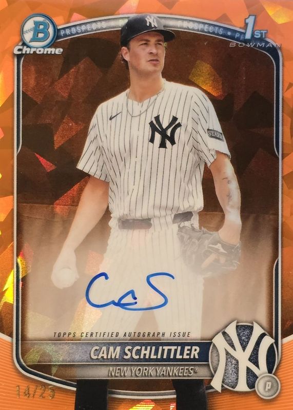 Cam Schlittler 2025 Bowman Chrome Sapphire Edition #CPSA-CS Prospect Auto - Orange /25 (1st) RAW