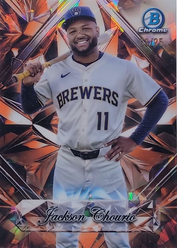 Jackson Chourio 2025 Bowman Chrome Sapphire Edition #SS-2 Sapphire Selections - Orange /25 RAW