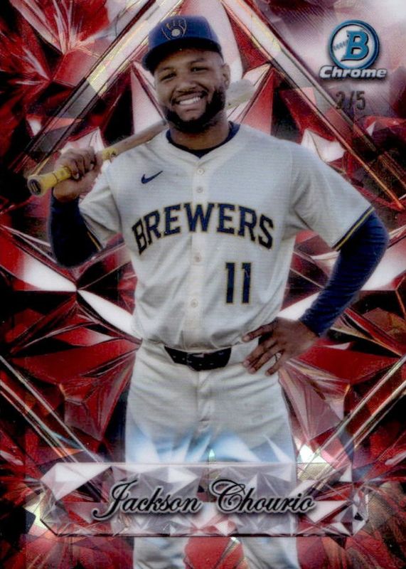 Jackson Chourio 2025 Bowman Chrome Sapphire Edition #SS-2 Sapphire Selections - Red /5 RAW