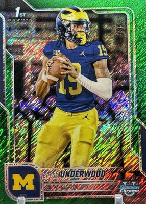 2025 Bowman Chrome University #196 Green Shimmer Refractor /99 (1st)