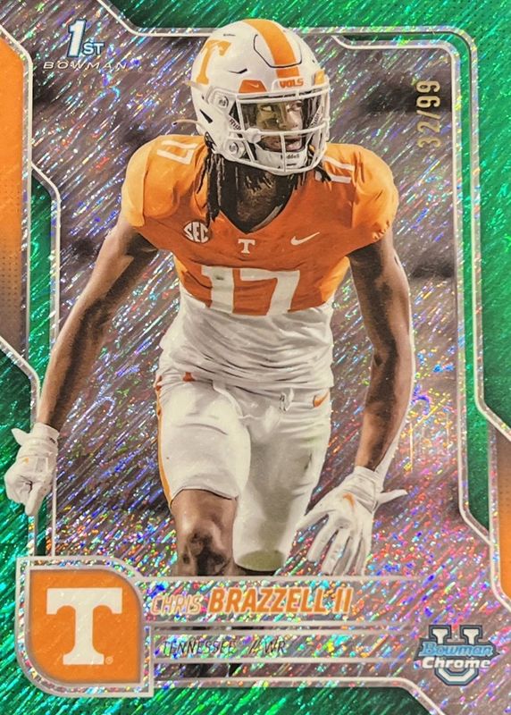 2025 Bowman Chrome University #69 Green Shimmer Refractor /99 (1st)