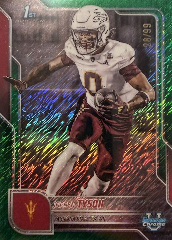 2025 Bowman Chrome University #31 Green Shimmer Refractor /99 (1st)