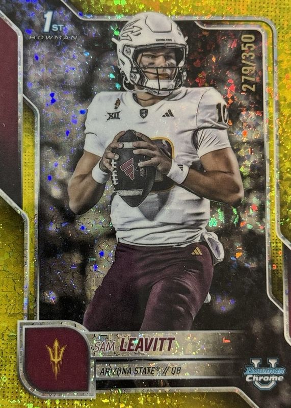 2025 Bowman Chrome University #195 Yellow Mini-Diamond Refractor /350 (1st)