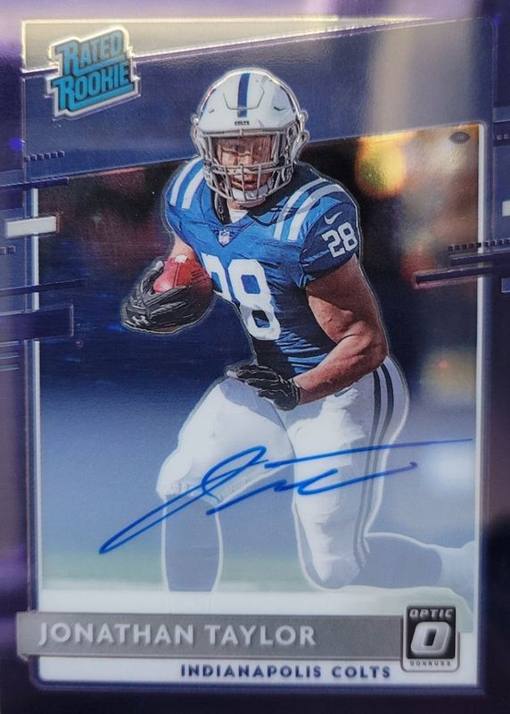 Jonathan Taylor 2020 Optic #167 Rated Rookie Autographs - Purple Stars /50 RAW