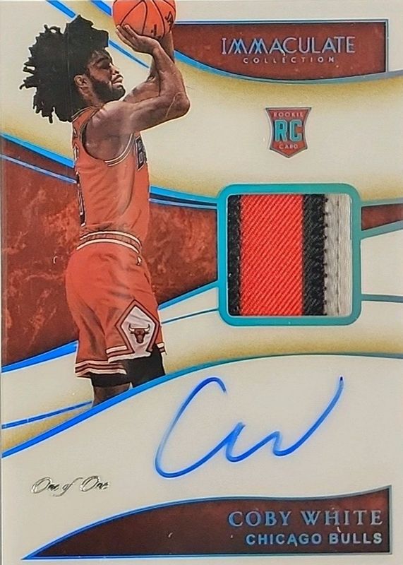 Coby White 2019 Immaculate #103 Rookie Patch Auto - Jersey Number (/1) RAW