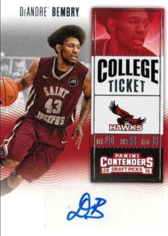 DeAndre' Bembry 2016 Contenders Draft Picks #118 College Ticket Auto Rookie RAW