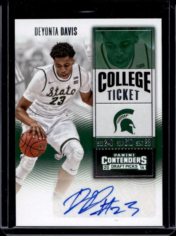 Deyonta Davis 2016 Contenders Draft Picks #111 College Ticket Auto Rookie RAW