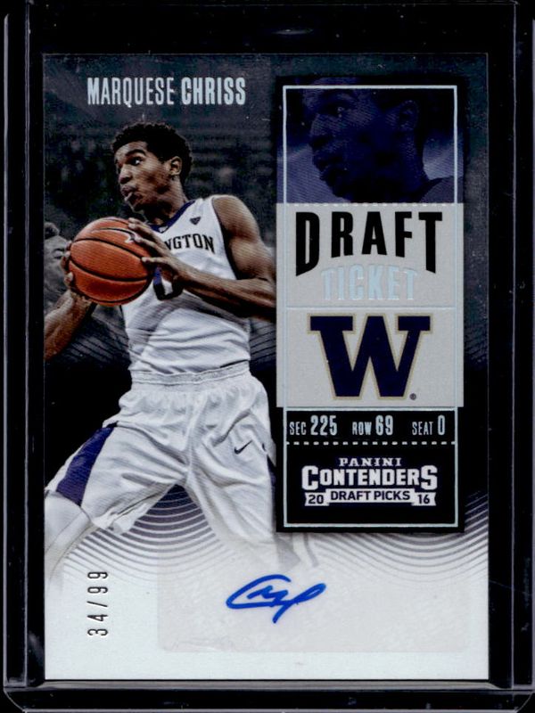 Marquese Chriss 2016 Contenders Draft Picks #107 College Ticket Autographs - Draft Ticket /99 Rookie RAW