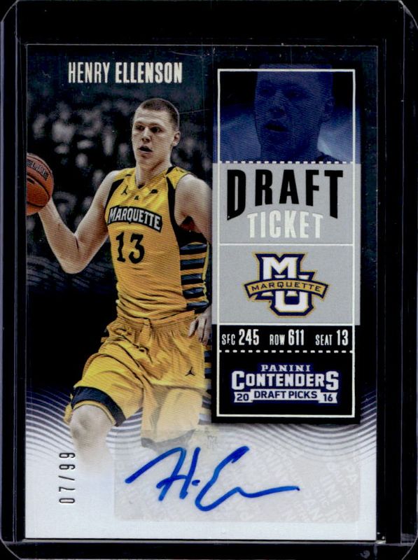 Henry Ellenson 2016 Contenders Draft Picks #105 College Ticket Autographs Variations - Draft Ticket /99 Rookie RAW