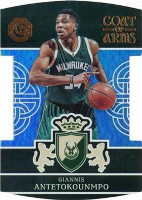 Giannis Antetokounmpo 2016 Excalibur #18 Coat of Arms RAW