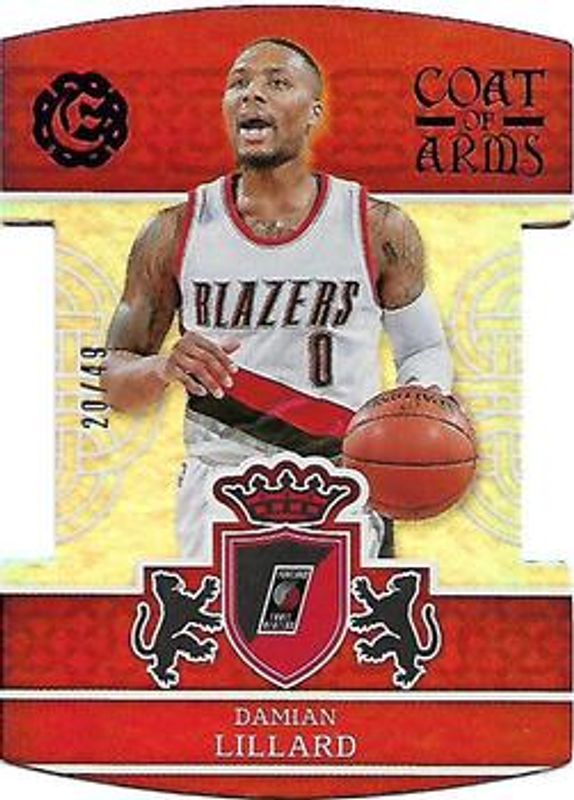 Damian Lillard 2016 Excalibur #13 Coat of Arms - Purple /49 RAW