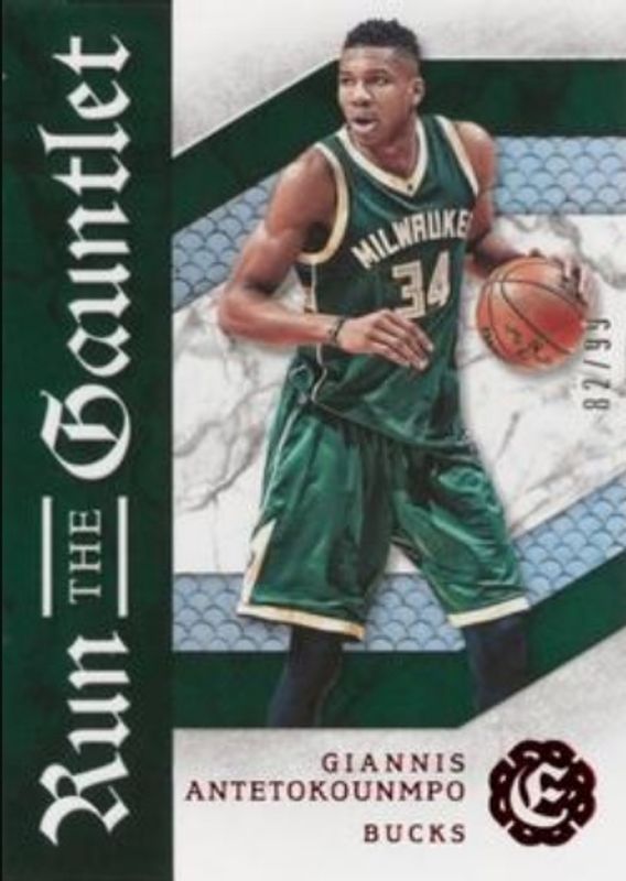 Giannis Antetokounmpo 2016 Excalibur #24 Run the Gauntlet - Red /99 RAW
