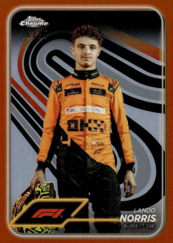 Lando Norris 2024 Topps Chrome Formula 1 #7 Orange Refractor /25 SGC 9